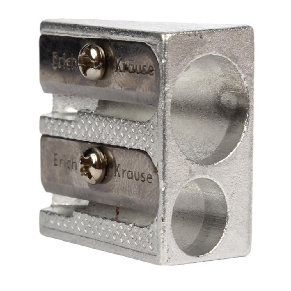 Точилка метал. FERRO PLUS, 2 отверстия, серебро (Erich Krause)