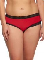 Трусики-хипстеры из мягкой микрофибры с кружевной отделкой (Размер: XS) (Цвет: красный)