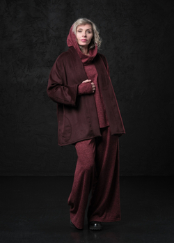 Кимоно -пальто марсала с поясом