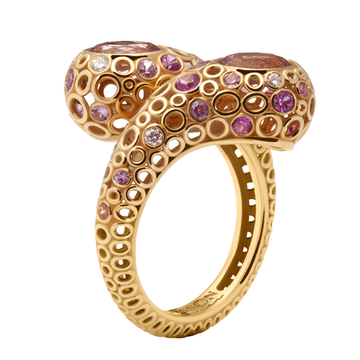 Кольцо с Турмалинами, Сапфирами и Бриллиантами, R0023-1/71