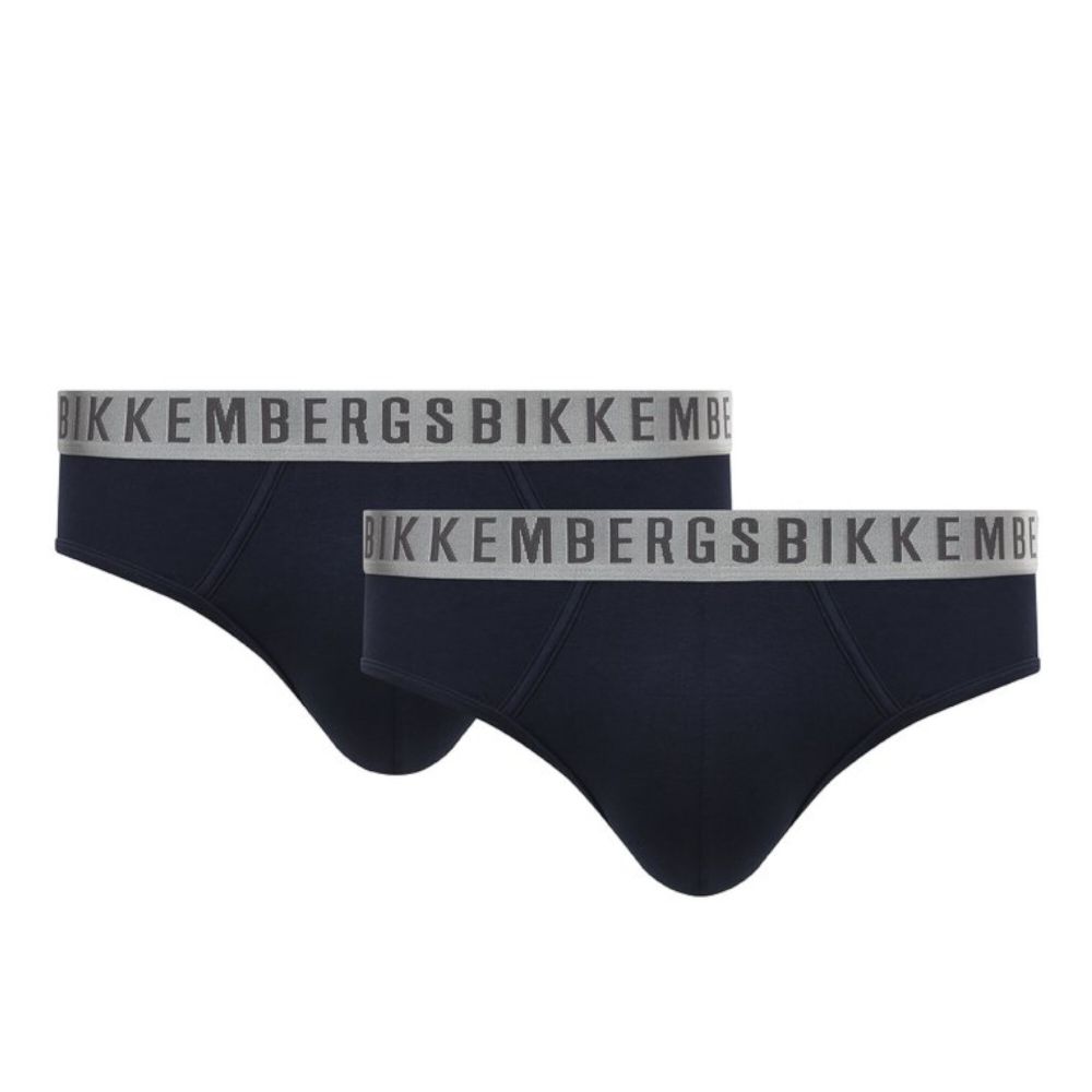 Мужские трусы брифы синие набор 2 в 1 Bikkembergs SILVER BKK1USP11BI/2