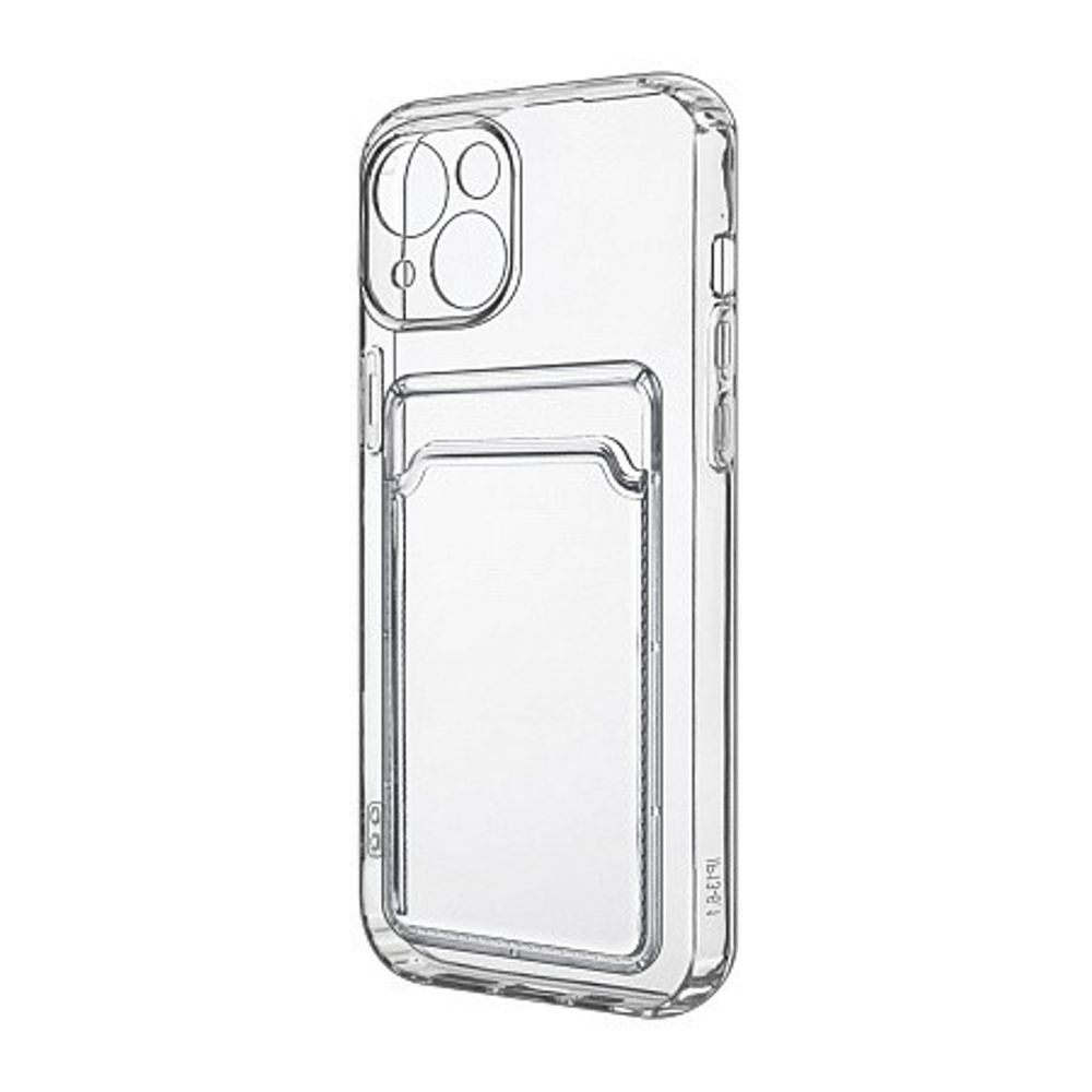Силиконовый чехол-накладка с отделением под карту для iPhone 13 прозрачный