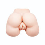 Пышная попка с двумя входами и вибрацией (Цвет: телесный)