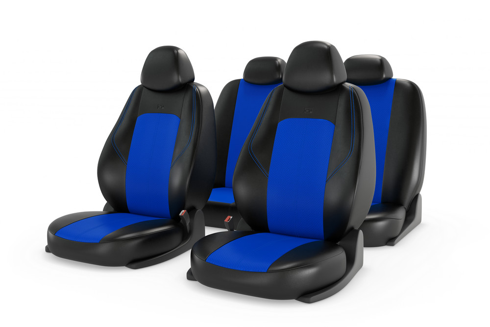 Чехлы на сидения CarFashion «RANGER LEATHER» 11206 - Экокожа -черный/синий/синий