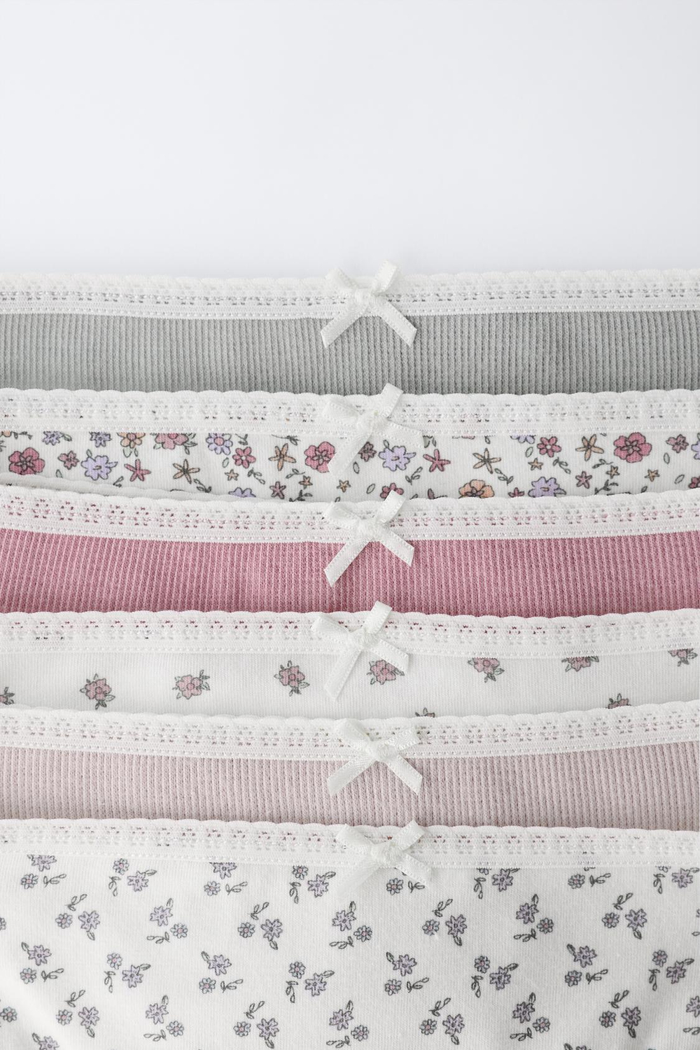 ZARA НАБОР ИЗ ШЕСТИ ТРУСОВ С ЦВЕТОЧНЫМ ПРИНТОМ, РОЗОВЫЙ