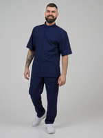 Темно-синяя мужская рубашка-китель "Мир" для повара и кондитера NVDesign