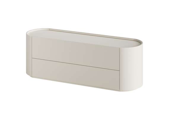 Тумба Lagom под ТВ 2 ящика ширина 140 см (молочный)