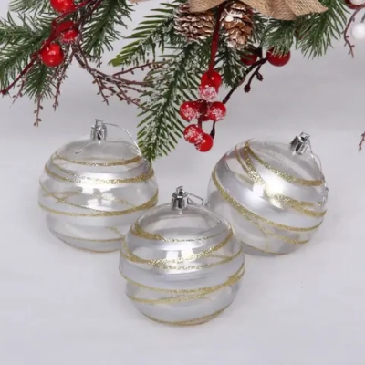 Новогодние шары 8 см (набор 3 шт) «Сказочный узор», серебро/золото