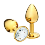 Золотистая анальная пробка с прозрачным кристаллом (Цвет: золотистый)