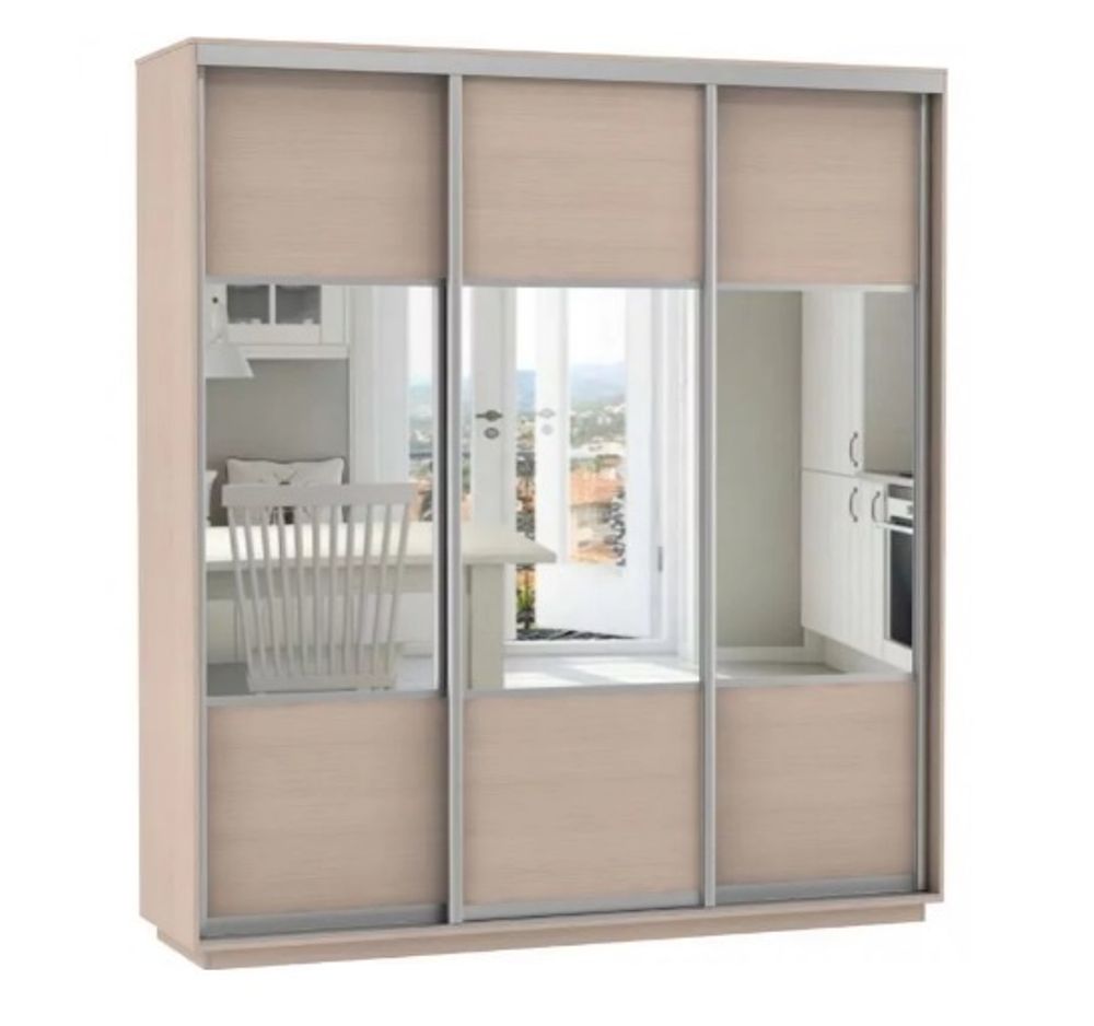 Шкаф-купе "Экспресс Комби Трио" (дуб молочный) 2400х2100, МК Е1, г. Белореченск