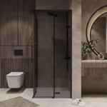 Душевое ограждение Niagara Nova NG-2828-34BLACK (80х80х195) квадрат,черный матовый,двери раздвижные,стекло тонированное,1 место