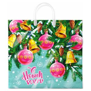 Сумка новогодняя Россия 37*34 см 80 мкм пласт. ручка Динь Дон  1 шт 100 шт/кор