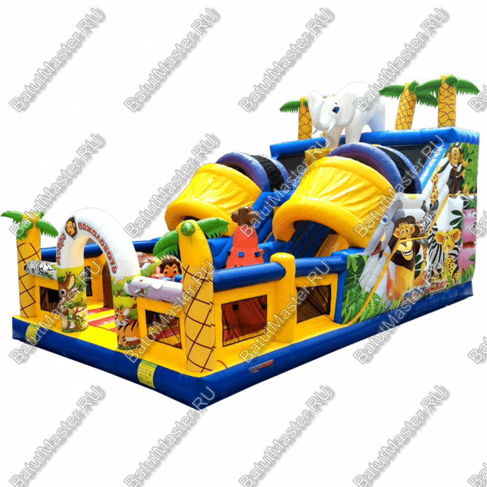 Коммерческий надувной батут "Слоник со скалодромом 2"