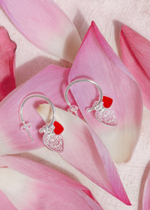 Серьги-трансформеры  «Хати» с алой ювелирной эмалью