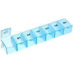 Таблетница - органайзер 7 ячеек «Неделька», цвет голубой, розовый и прозрачный, 15*3*2см (пакет с подвесом)✦