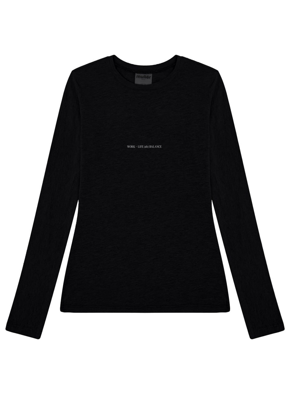Лонгслив приталенный "(dis)balance" черный