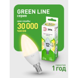 Лампа светодиодная ЭРА GREEN LINE LED B35-12W-830-E14 GL 12Вт свеча теплый свет E14 | Лампы cветодиодные Свеча (B/C)