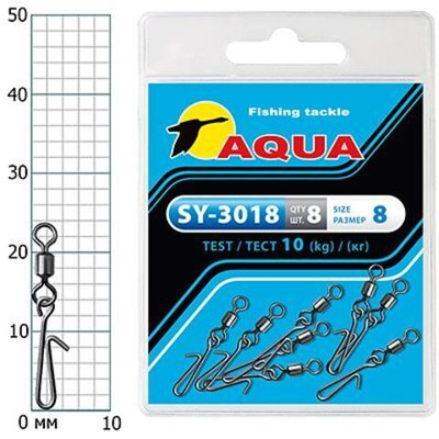 Карабин с вертлюгом для рыбалки SY-3018 №08 (упк. 8 шт.)