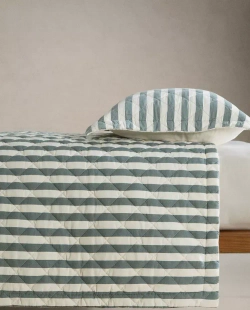 ZARA HOME ДЕТСКОЕ ЛОСКУТНОЕ ОДЕЯЛО В ПОЛОСКУ, ЗЕЛЕНЫЙ