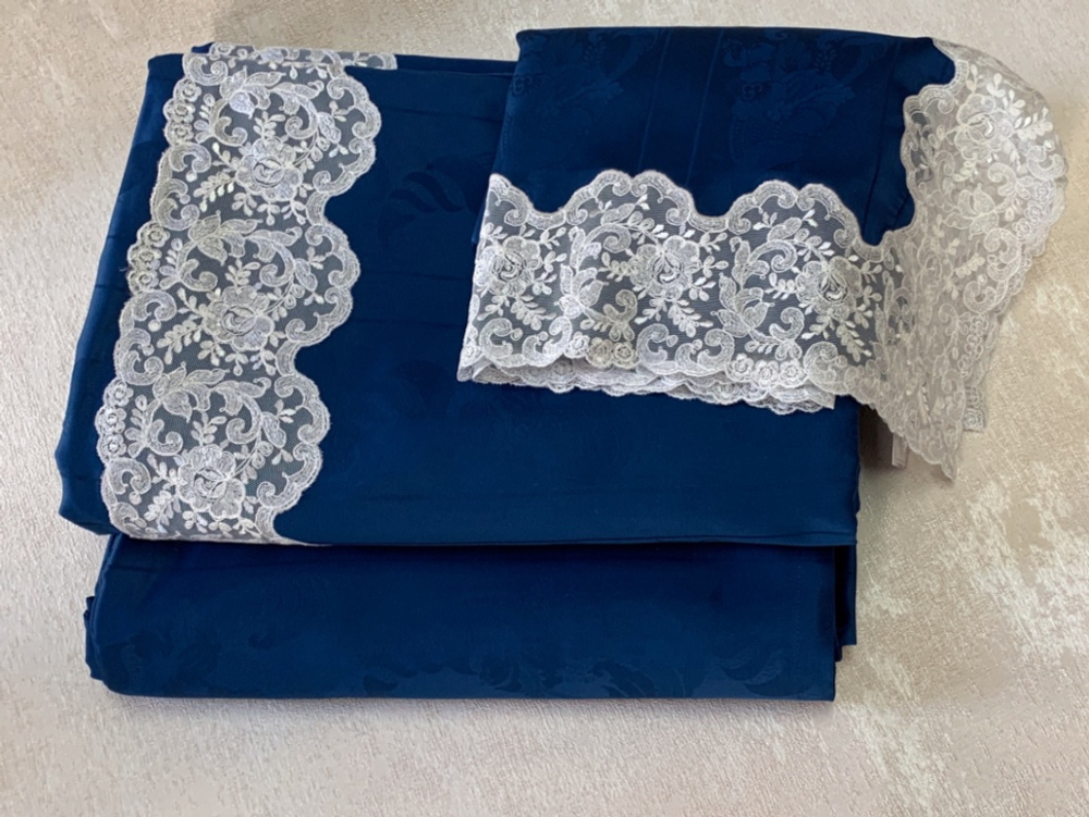 Постельное белье 2 спальное евро Palombella Iberia/Elisa синее