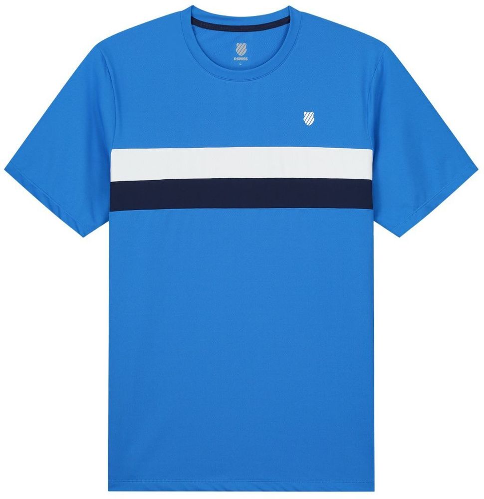 Футболка для мальчика теннисная K-Swiss Tac Core Team Stripe Crew B - french blue