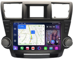 Магнитола для Toyota Highlander 2 XU40 2007-2013 (рамка с крутилками и кнопками) - FarCar 7194F4 монитор 10.36" QLED на Android 14, TS18, CarPlay, 4G SIM-слот