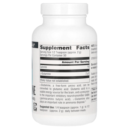 Source Naturals, L-глютамин, порошок в свободной форме 3.53 унции (100 г)