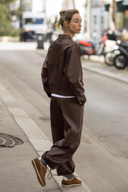 ZARA ШИРОКИЕ БРЮКИ ИЗ АТЛАСА, КОРИЧНЕВЫЙ