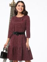 Платье бордовое трикотажное с воланом DStrend (Акция)