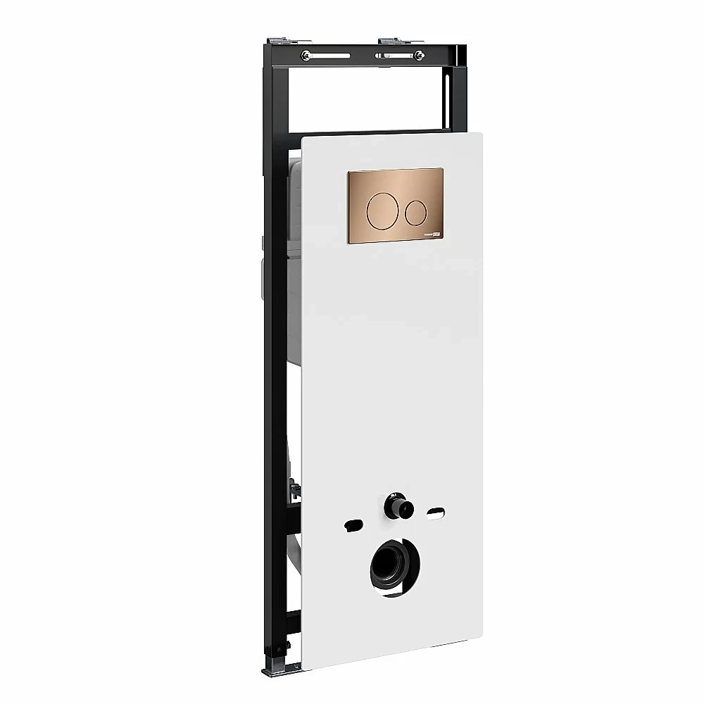 Инсталляция для унитаза WasserKraft Salm 27TLT.010.ME.WH.RG02 белая панель/кнопка розовое золото