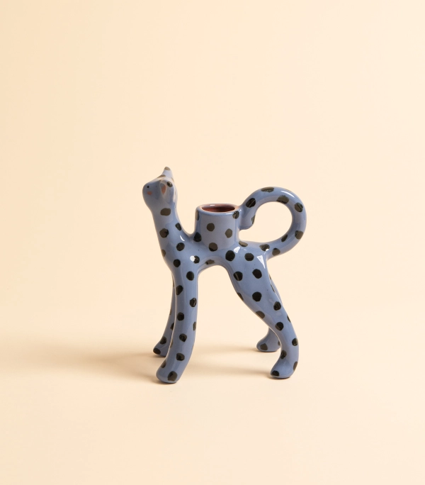 Подсвечник - Котик голубой в черный горошек | laski_v_glazki