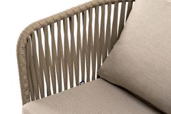 "Мальорка" кресло плетеное из роупа, основание дуб, роуп серо-коричневый 23мм, ткань бежевая 15052