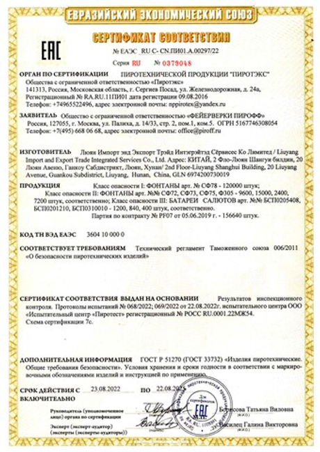 Батарея Салютов PIROFF "С днем Рождения"