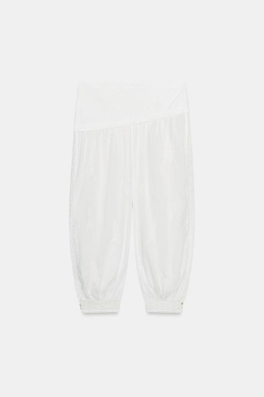 ZARA БРЮКИ-БАГГИ С ВЫШИВКОЙ — ZW COLLECTION, ЭКРЮ