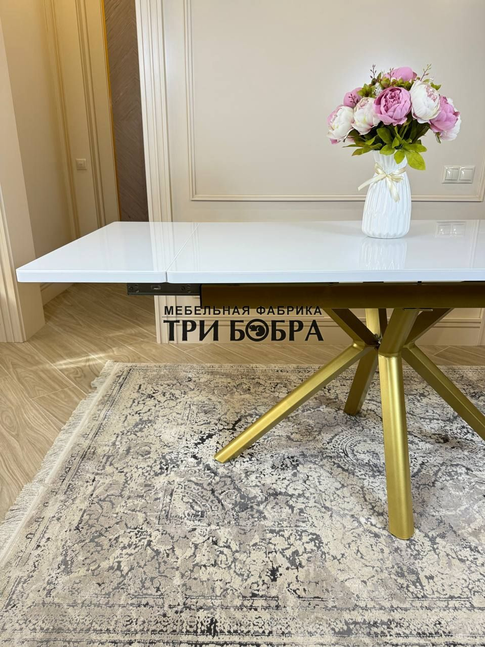 Кухонный раздвижной стол "Элит", белый