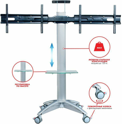 Подставка для телевизора Arm Media PT-STAND-15 серебристый 26"-55" макс.120кг напольный наклон (10242)