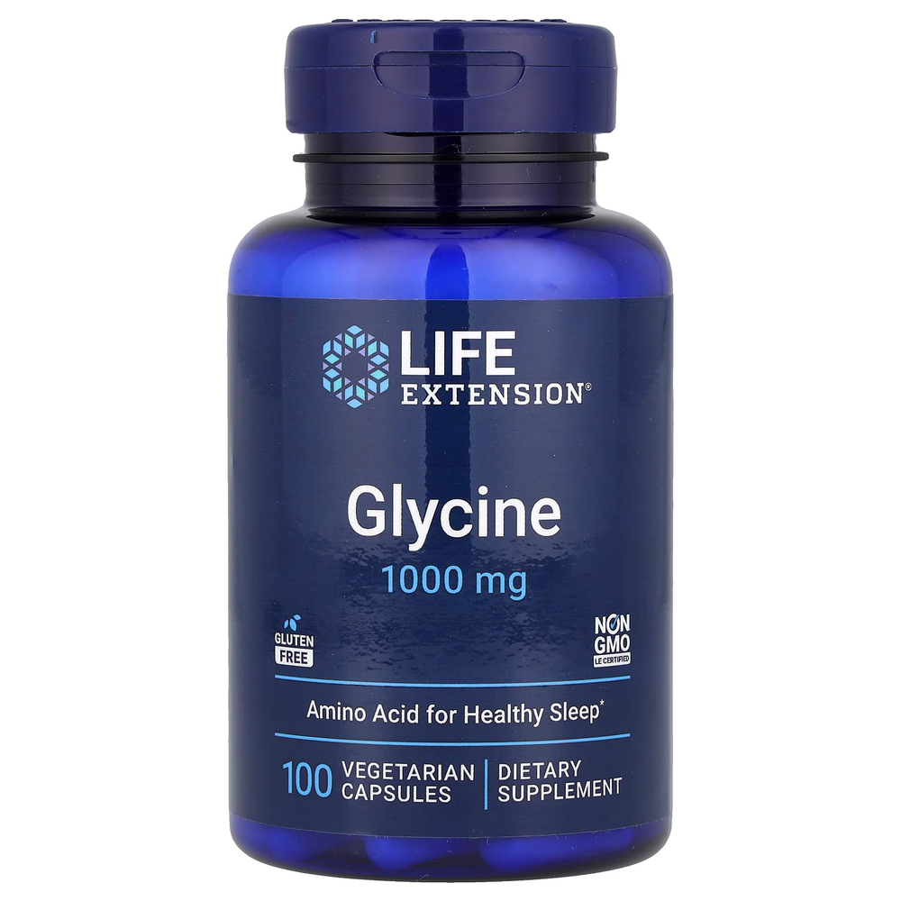 Life Extension, глицин, 1000 мг, 100 вегетарианских капсул
