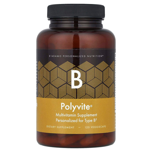 D'adamo, Polyvite® B, мультивитаминная добавка, 120 вегетарианских капсул