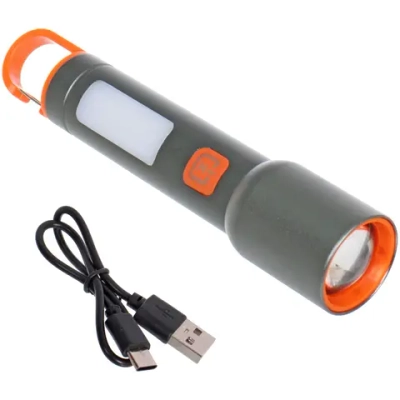 Фонарь ручной 7 режимов 3LED+COB, аккумуляторная батарея 1200mAh USB 636-3