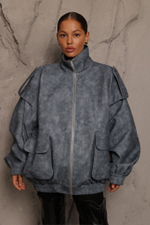 Бомбер из экокожи