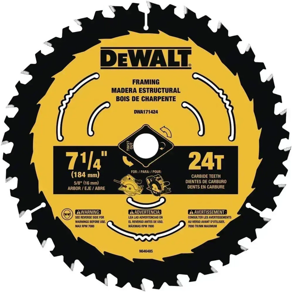 Диск пильный твердосплавный 184мм х 16 мм 24 зуба быстрый рез Dewalt DWA171424 БЕЗ БЛИСТЕРА