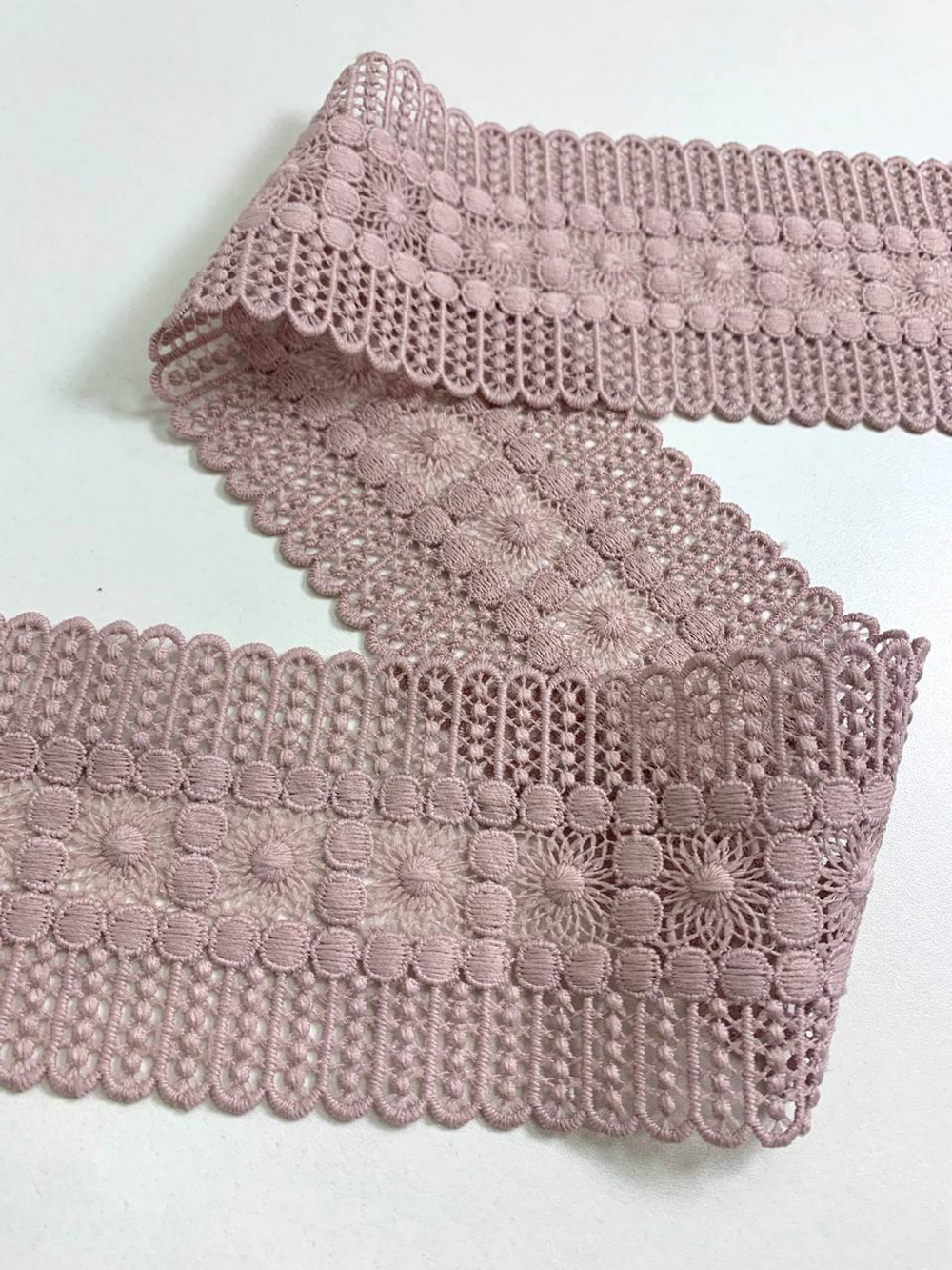 тесьма плетеная, пыльная роза, 7,5см AF9189