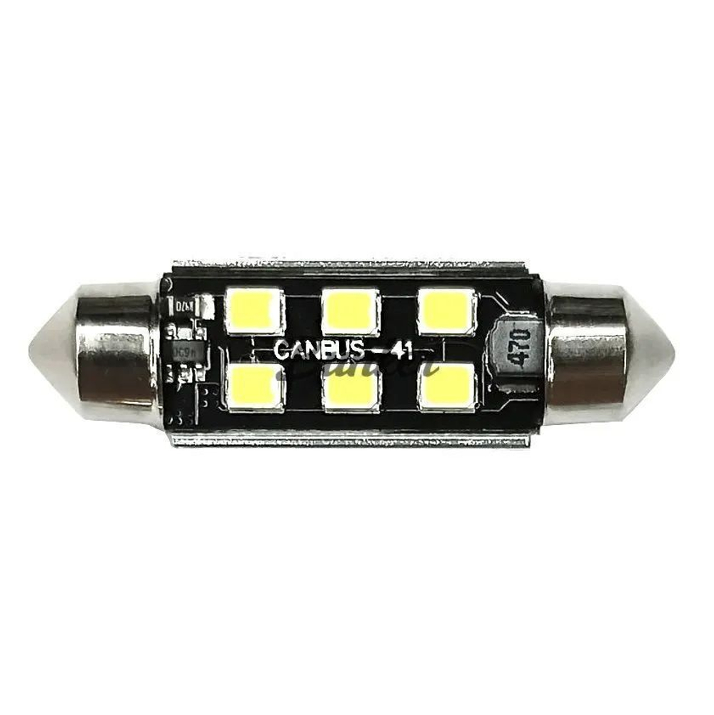 Светодиодная автомобильная LED лампа TaKiMi SJ-2835-6SMD 41mm,Белый,Не полярная,12V