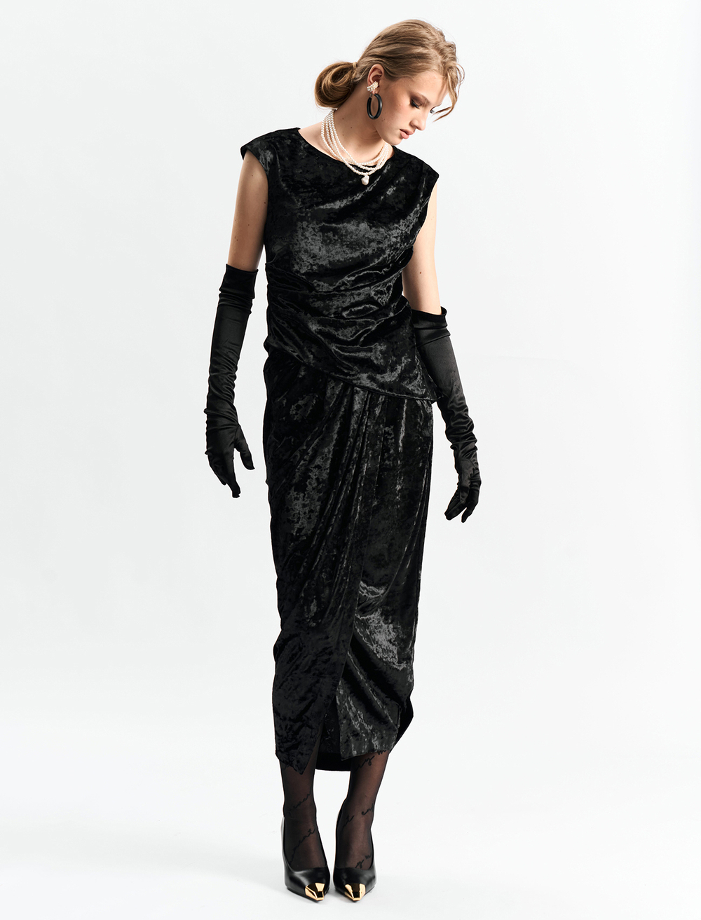 Юбка бархат 1271 черный