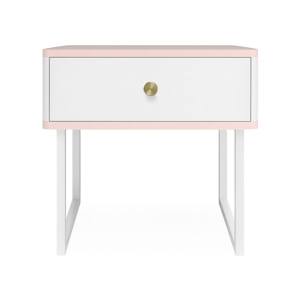 Тумба прикроватная на ножках ROYAL 5301 эко (Зефир-Белый-р.золото)