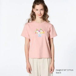 UNIQLO ФУТБОЛКА С ПРИНТОМ  MOFUSAND UT, РОЗОВЫЙ