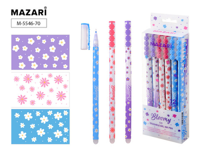 Ручка пиши-стирай гелевая,синяя 0,5мм BLOOMY (Mazari)