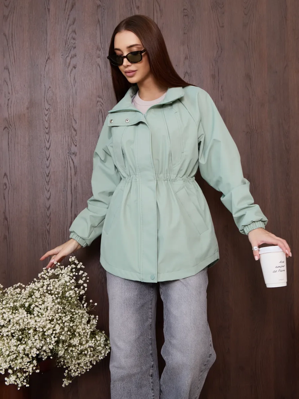 Ветровка с капюшоном удлиненная тонкая