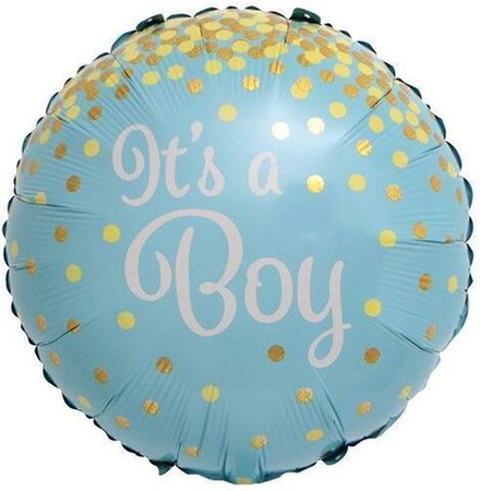 Шар Круг "С Рождением Мальчика! Золотое конфетти" 45 см