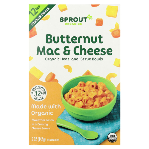 Sprout Organics, Toddler Meals, для детей от 12 месяцев, мускатные макароны с сыром, 142 г (5 унций)